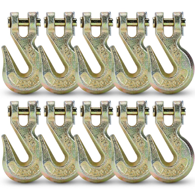 Htata Prep G70 5/16 Chain Hook Heavy Duty Clevis Grab Hook for 5/16 Inch Grade 70 Chain - for Trailer Truck Transport Yellow Chromate Finish (4Pack) - Image 1